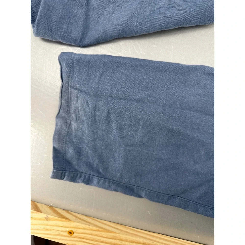 Springfield Mens Blue Linen‎ Blend Drawstring Chino Pants Straight Leg Casual L